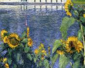 古斯塔夫卡里伯特 - Sunflowers on the Banks of the Seine